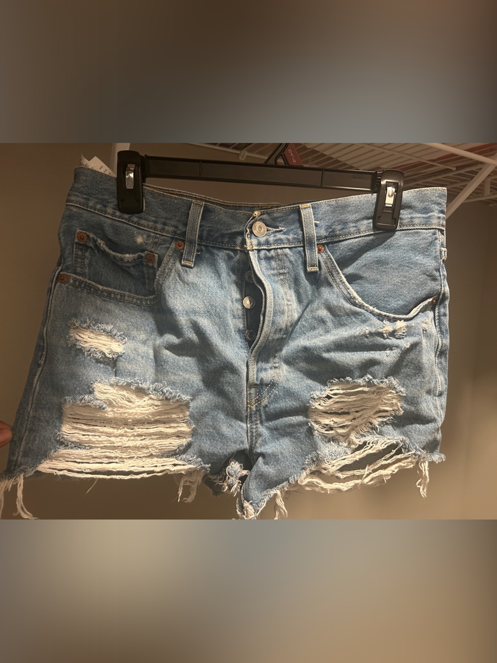 Levi's Light Blue Distressed Denim Cutoff Shorts